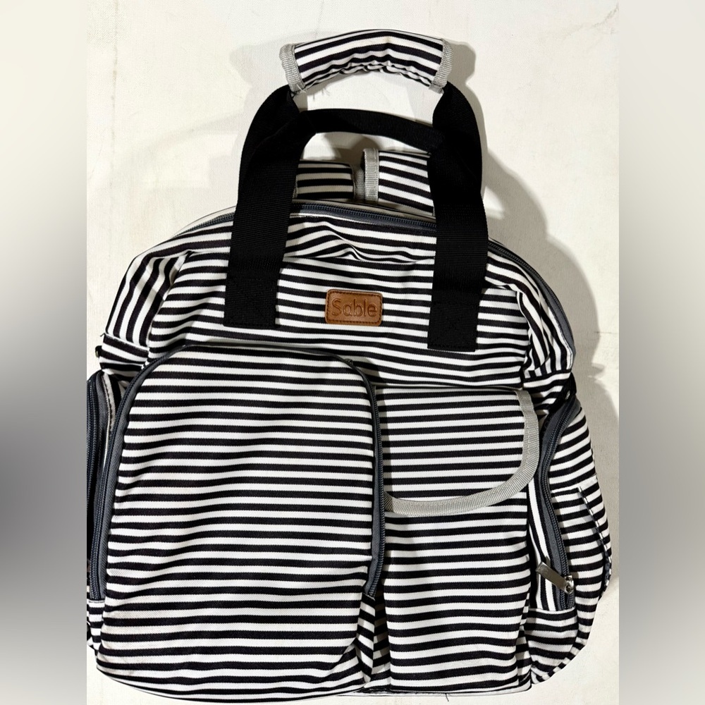 Sable Monochrome Striped Diaper Backpack